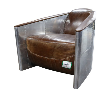 Sofá de aviador sillón de cuero real sofá club lounge vintage aluminio avión retro
