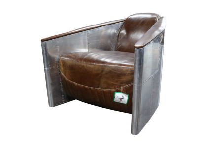 Sofá de aviador sillón de cuero real sofá club lounge vintage aluminio avión retro