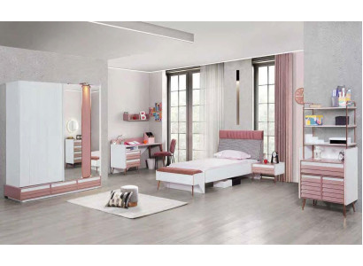 Juego completo de habitación juvenil infantil cama escritorio armario muebles