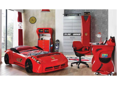 Habitación de niños conjunto de coche cama armario cómoda escritorio muebles de niño 4 piezas