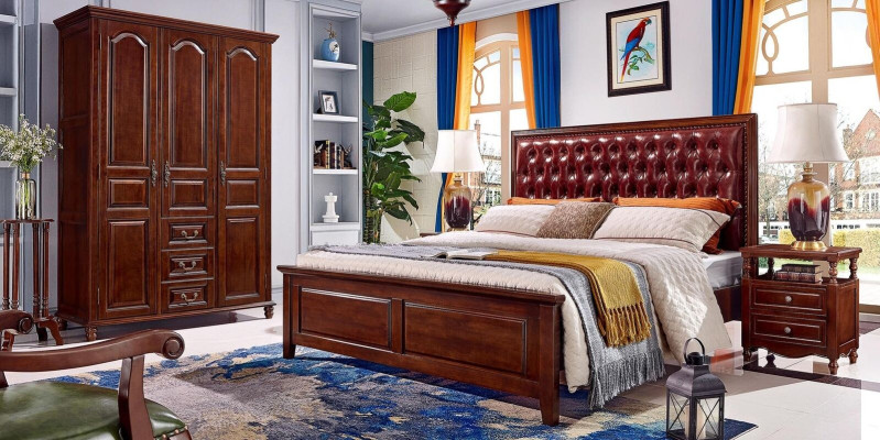 Cama 2x mesitas de noche Armario Dormitorio Muebles Diseño 4 piezas.
