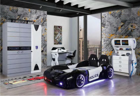 Cama infantil coche de carreras dormitorio cama muebles colchón cama de coche.