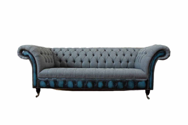 Sofá Chesterfield tapizado Sofás de diseñador Sofá conjunto de tres plazas Gris