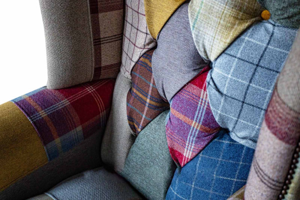 Chesterfield moderno diseño butaca orejera 1 plaza tela sofá lujo tapizado nuevo