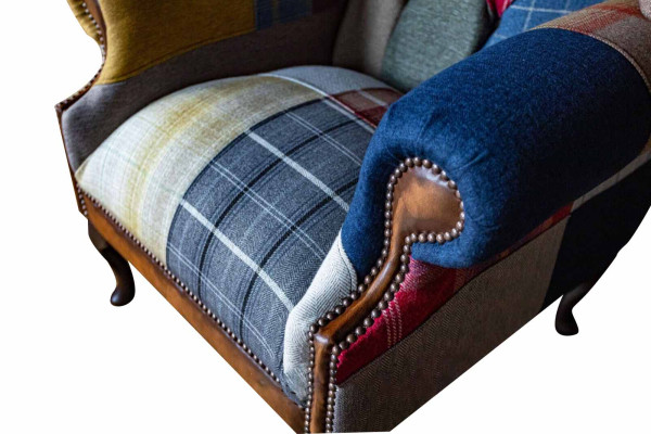 Chesterfield moderno diseño butaca orejera 1 plaza tela sofá lujo tapizado nuevo