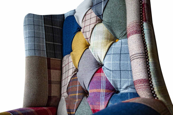 Chesterfield moderno diseño butaca orejera 1 plaza tela sofá lujo tapizado nuevo