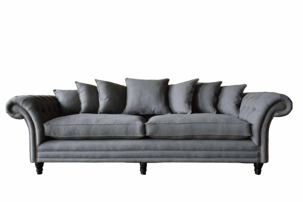 Sofá Chesterfield tapizado Sofás clásicos Sofá de 4 plazas Gris