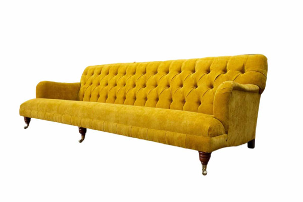 Diseño Chesterfield Chesterfield Textil Amarillo Sofá de 5 Plazas Nuevo