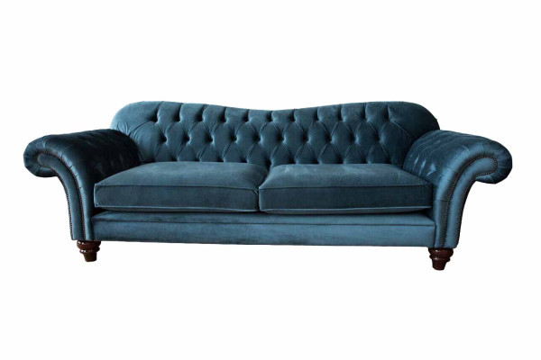 Sofá de lujo de terciopelo turquesa Chesterfield Sofás azules de diseño de asientos tapizados