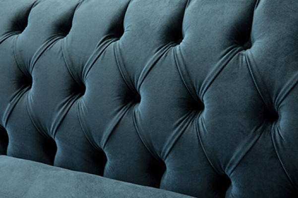 Sofá de lujo de terciopelo turquesa Chesterfield Sofás azules de diseño de asientos tapizados