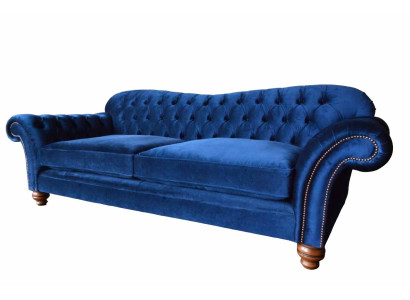 Sofá de tres plazas 3 plazas Sofás Azul Tela Salón lujo Asiento xxl grande