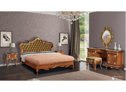 Dormitorio Cama Mesita de noche Tocador Taburete Cama tapizada Cama doble Conjunto de 5 piezas