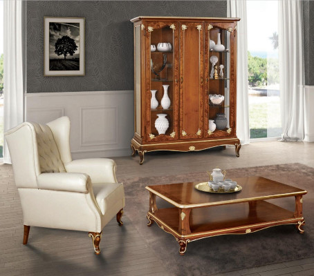 Clásica vitrina Mueble de salón Conjunto de muebles Armario con mesa de centro Vitrina Italia