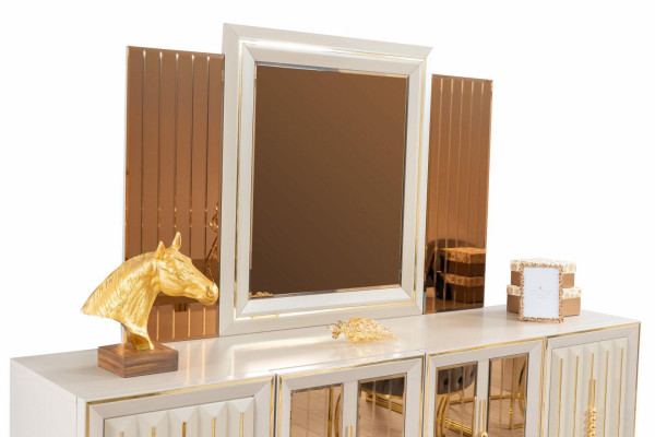 Grupo de comedor de lujo Juego de comedor Muebles de comedor Mesa de comedor Sillas Conjunto de 9 piezas Beige