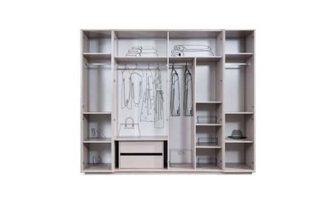 Juego de cama doble dormitorio cama mesitas de noche 4 piezas beige armario