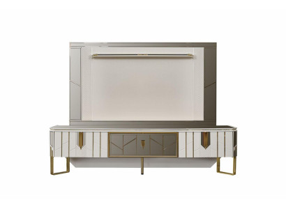 Conjunto de salón Aparador Soporte de TV Mueble bajo RTV Blanco Panel de salón Madera