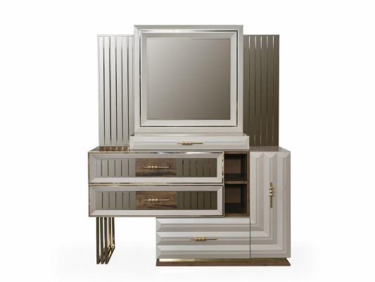 Tocador Mesa de tocador Consola de maquillaje Mesa consola Beige Niña