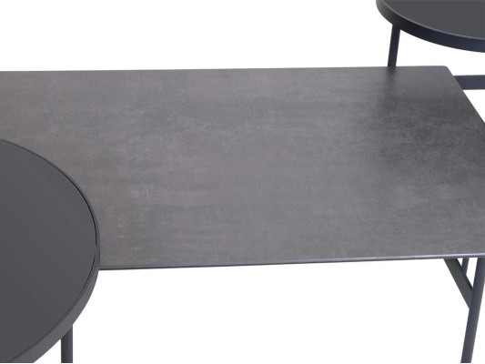 Mesa de centro de lujo Muebles de diseño Conjunto de 3 piezas 2x Mesita de salón completa