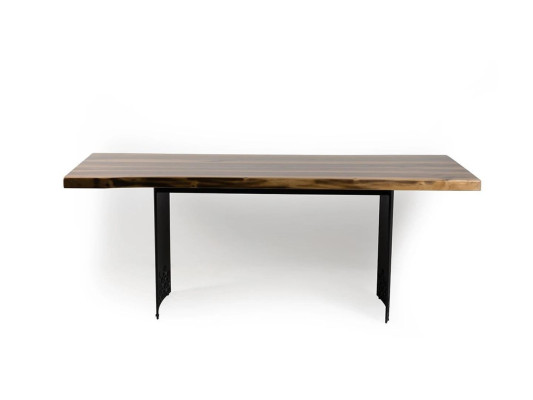 Mesa de lujo marrón de diseño de acero inoxidable Mesas de comedor de madera Mesa de comedor moderna nueva