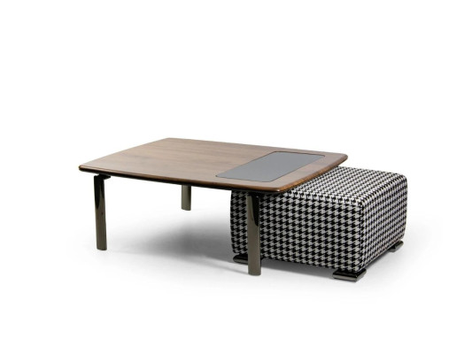 Diseño completo de mesa de centro moderna con taburete para amueblar el salón.