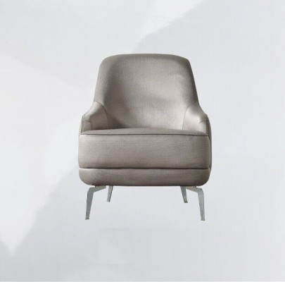 Sillón orejero, sillón de cóctel, tapizado en tela moderna gris de dos plazas para sala de estar.