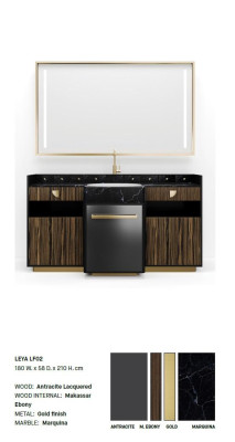 Muebles clásicos marrones para el baño, grifería de lavabo, muebles de baño.