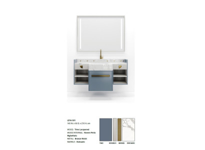 Armario de baño azul Mueble de baño Estantería Armario de baño Estantes de madera