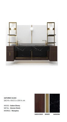 Fregadero italiano marrón Gabinete clásico del lavabo Muebles clásicos
