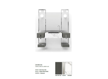 Grifería de lavabo de baño gris Muebles de baño en estilo italiano Lavabo