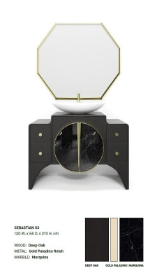 Negro SEBASTIAN Mueble de baño-lavabo italiano clásico