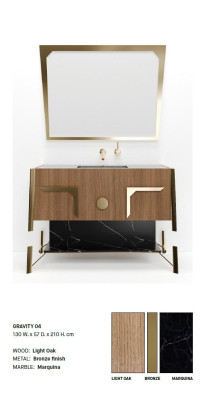 Armario marrón de baño, muebles de baño, estantes, armario de baño, estantes de madera.