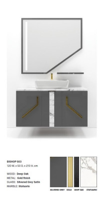 Gabinete de baño gris Muebles de baño Estantes de baño Estantes de madera nuevos