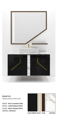 Armario de baño negro, muebles de baño, estantes de baño, estantes de madera nuevos.