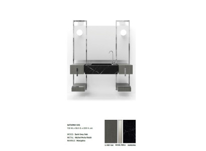 Grifo de lavabo de baño gris, muebles de baño estilo italiano clásico.