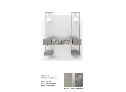 Grifería de lavabo de baño gris, muebles de baño de estilo italiano nuevos.
