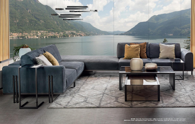 Conjunto de sofás esquineros en forma de L con muebles de madera maciza, diseño de sofá, muebles de Italia.