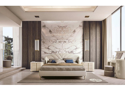Cama 2x mesitas de noche tocador con espejo taburete Set 5 piezas Muebles italianos