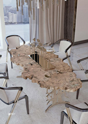 Diseño de mesa de madera maciza Mesas de diseño Mesa de madera Comedor Sala de estar comedor clásico nuev