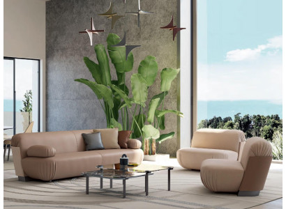 Muebles de lujo Sofá conjunto Sofá Sofá de 2 plazas con mesa de centro de madera y cristal