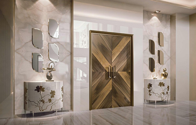 Cómoda aparador Muebles italianos Armario de salón Brillo alto Diseño de lujo