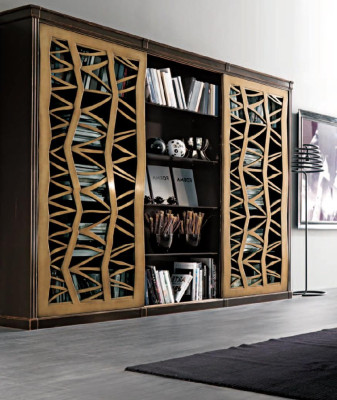 Conjunto de sala de estar, muebles de pared, 2 sillones, mesa de centro, madera, 3 piezas, lujo, Italia, nuevo.