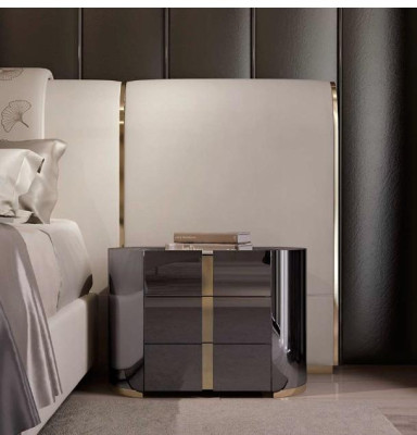 Dormitorio de lujo cama matrimonial diseño de muebles italiano Bizzotto camas tapizadas