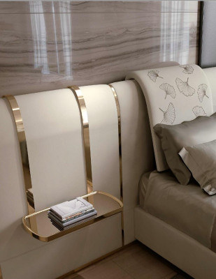 Dormitorio de lujo cama matrimonial diseño de muebles italiano Bizzotto camas tapizadas