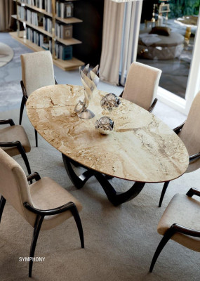 Mesas de comedor ovaladas Muebles de comedor Mesa de comedor lujo Madera maciza Italia nuevo