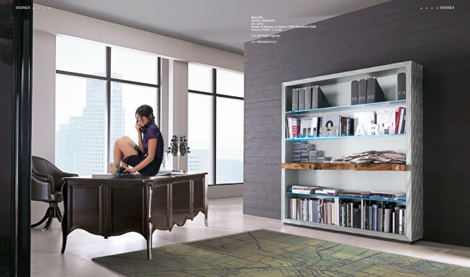 Estantería de madera, estantería independiente de oficina, elegante estantería de libros marrón, nueva.