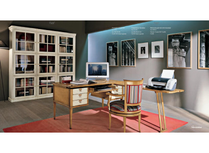 Büro Set Holztisch Stuhl Schreibtisch Regal Schränke 2tlg. Italienische Möbel -> Set de oficina mesa de madera silla escritorio estantería armarios 2 piezas. Muebles italianos