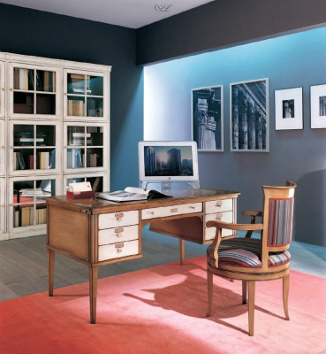 Büro Set Holztisch Stuhl Schreibtisch Regal Schränke 2tlg. Italienische Möbel -> Set de oficina mesa de madera silla escritorio estantería armarios 2 piezas. Muebles italianos
