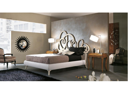 Camas tapizadas de madera, marcos de cama de diseñador doble, marcos de cama, cama, muebles de Italia.