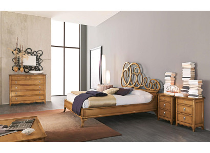 Cama doble clásica muebles de dormitorio de madera maciza cama Bizzotto nueva