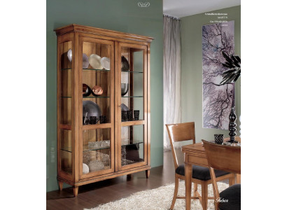 Vitrinas Vitrina xxl Gabinete de vidrio Aparador Muebles Clásicos de madera Repisas y armarios